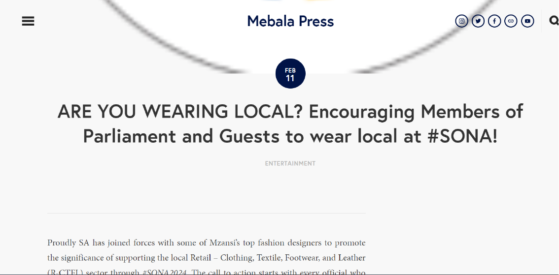 ARE YOU WEARING LOCAL? Encouraging Members of Parliament and Guests to wear local at #SONA!