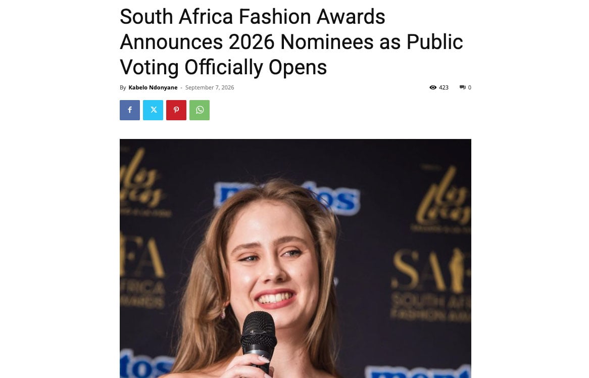 South Africa Fashion Awards article screenshot